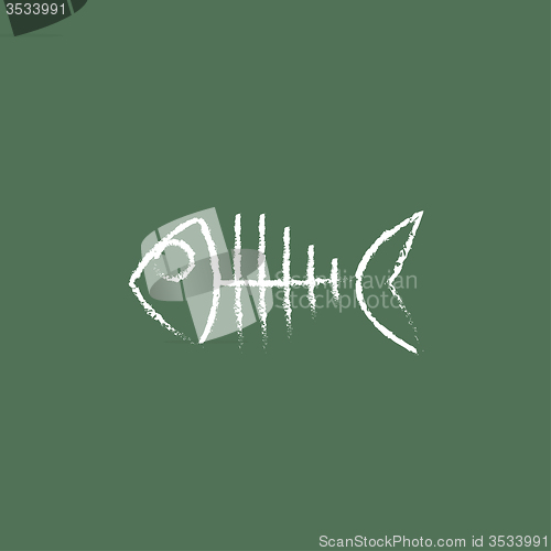 Image of Fish skeleton icon drawn in chalk.