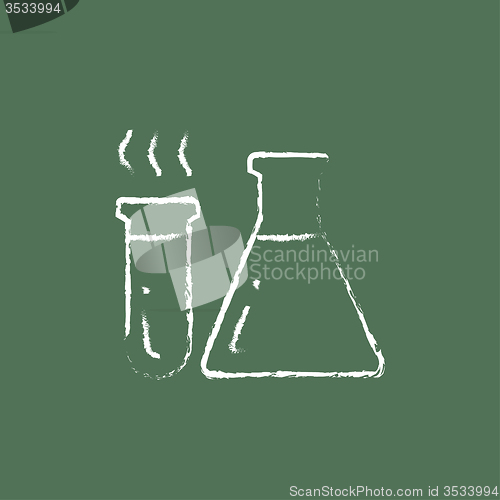 Image of Laboratory equipment icon drawn in chalk.