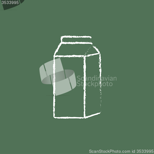 Image of Packaged dairy product icon drawn in chalk.