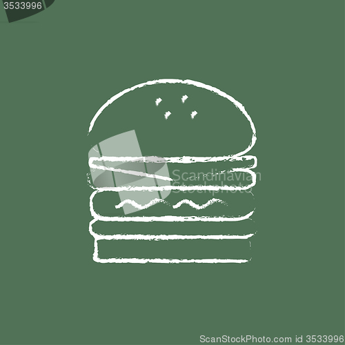 Image of Double burger icon drawn in chalk.