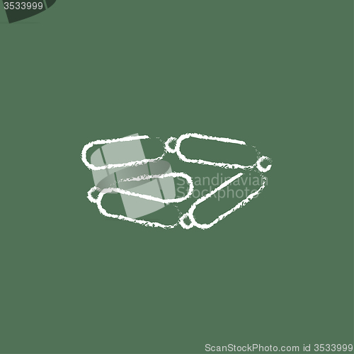 Image of Chain of sausages icon drawn in chalk.