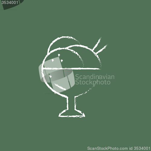 Image of Cup of an ice cream icon drawn in chalk.