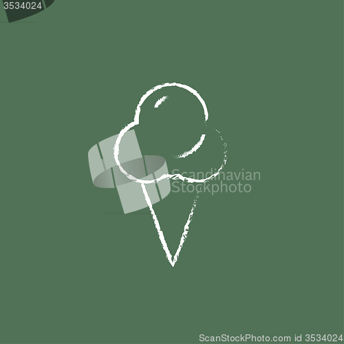 Image of Ice cream icon drawn in chalk.