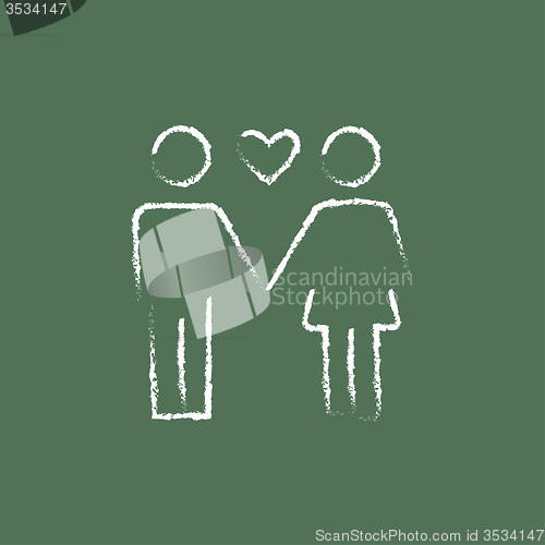 Image of Couple in love icon drawn chalk.