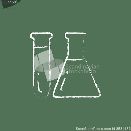 Image of Test tubes icon drawn in chalk.