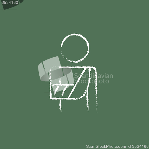 Image of Injured man icon drawn in chalk.