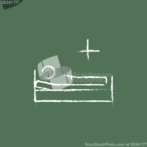 Image of Patient lying on the bed icon drawn in chalk.