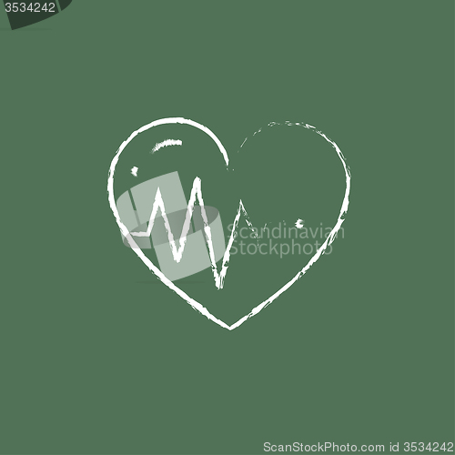 Image of Heart with cardiogram icon drawn in chalk.