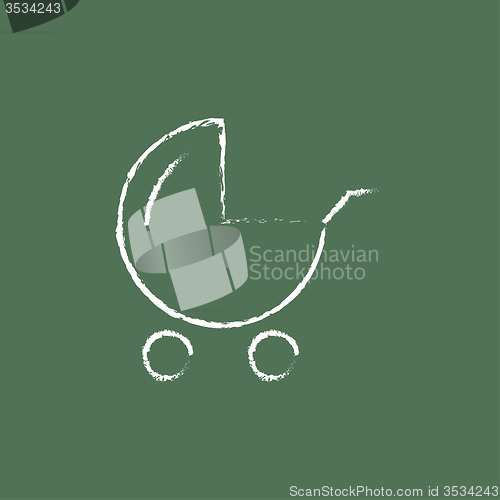 Image of Baby stroller icon drawn in chalk.