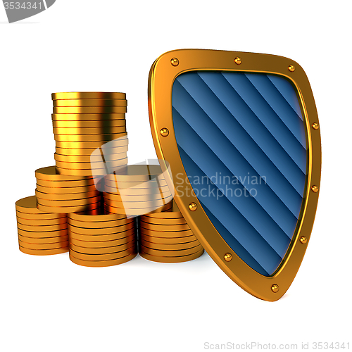 Image of shield with dollar sign, excellent 3d illustration