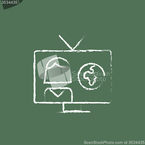 Image of TV report icon drawn in chalk.