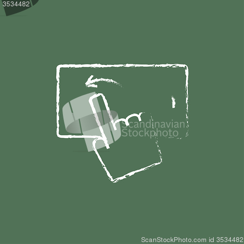 Image of Touch screen smartphone icon drawn in chalk.
