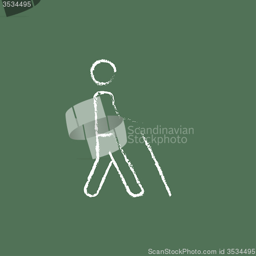 Image of Blind man with stick icon drawn in chalk.