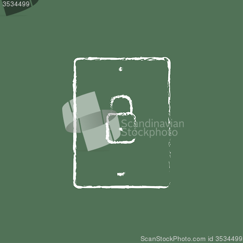 Image of Smartphone security icon drawn in chalk.