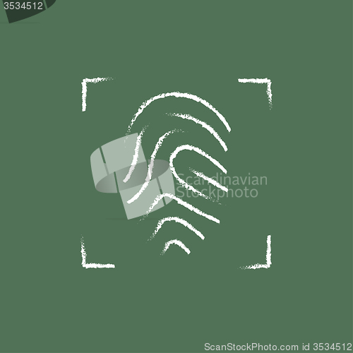 Image of Fingerprint scanning icon drawn in chalk.