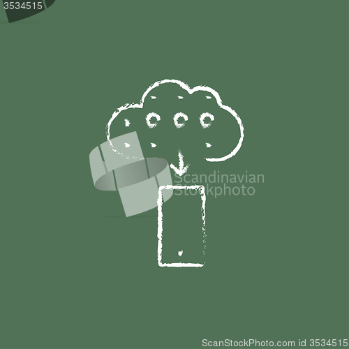 Image of Cloud computing icon drawn in chalk.