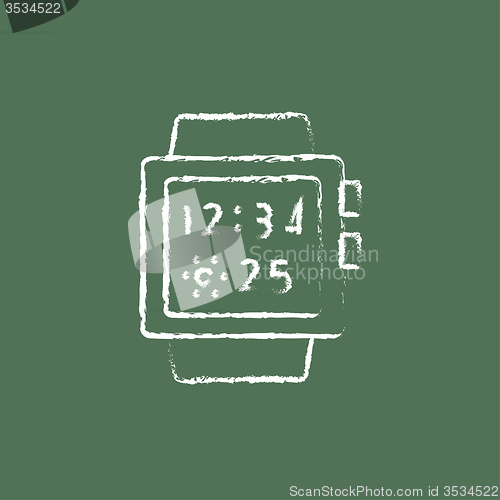 Image of Smartwatch icon drawn in chalk.