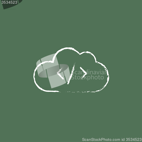 Image of Transferring files cloud apps icon drawn in chalk.