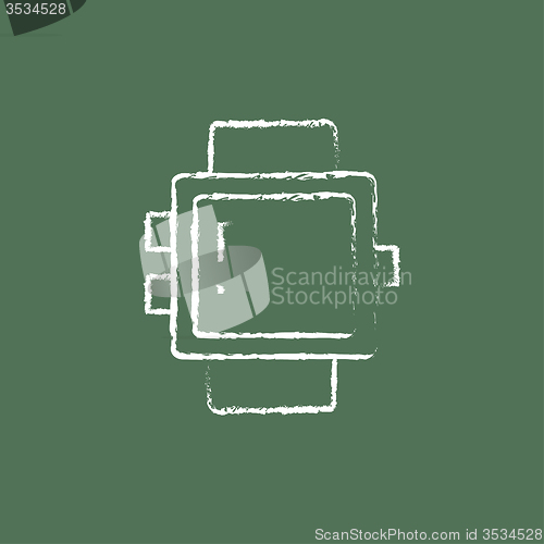 Image of Smartwatch icon drawn in chalk.