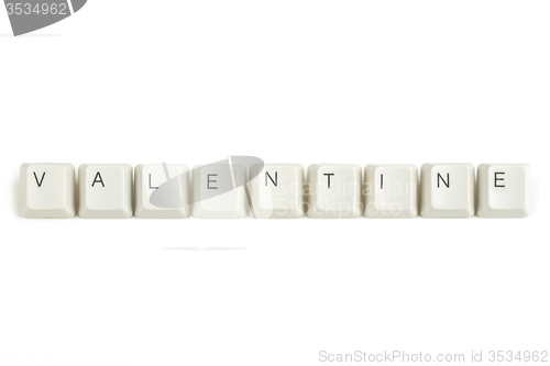 Image of valentine from scattered keyboard keys on white