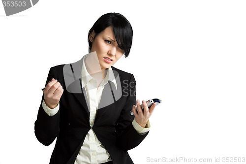 Image of Stressed businesswoman