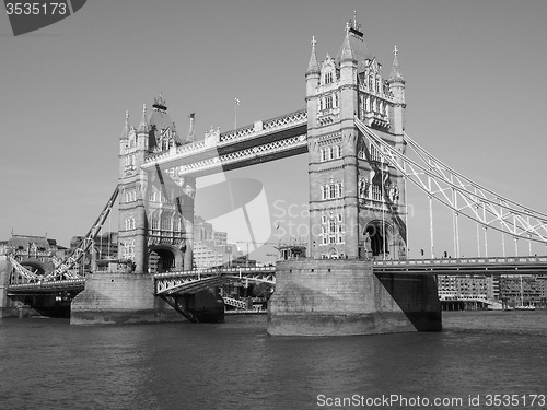 Image of Black and white Tower Bridge in London