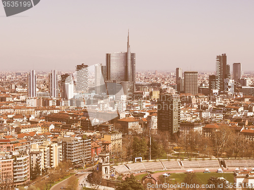 Image of Retro looking Milan aerial view