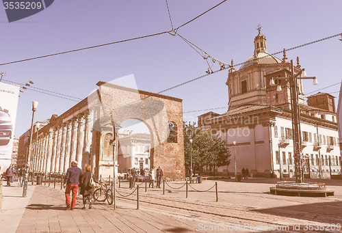 Image of Retro looking Colonne di San Lorenzo Milan