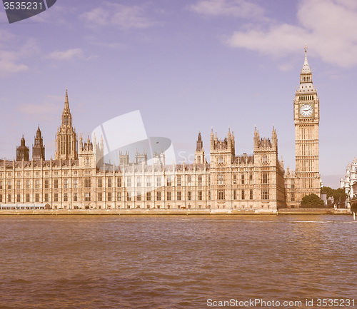 Image of Retro looking Houses of Parliament in London