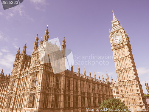 Image of Retro looking Houses of Parliament in London