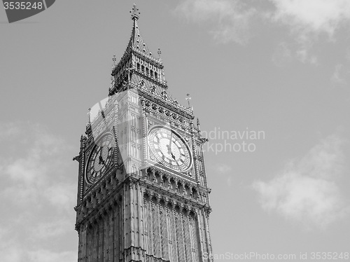 Image of Black and white Big Ben in London