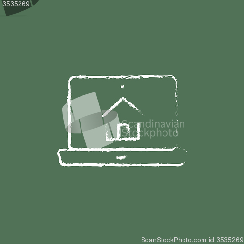 Image of Smart house technology icon drawn in chalk.