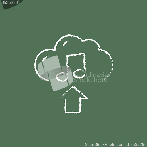 Image of Upload music icon drawn in chalk.
