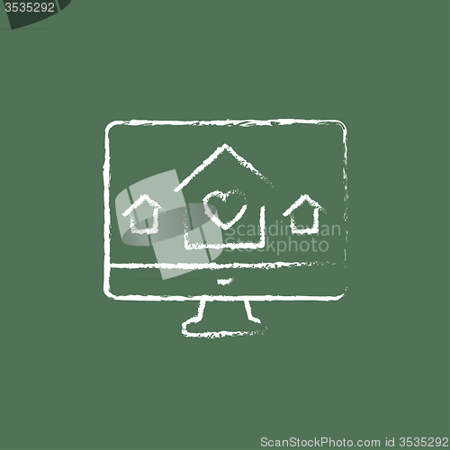 Image of Smart house technology icon drawn in chalk.