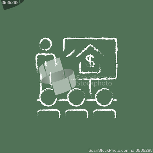 Image of Real estate training icon drawn in chalk.