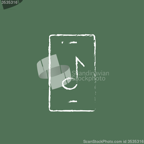 Image of Smartphone with music note icon drawn in chalk.