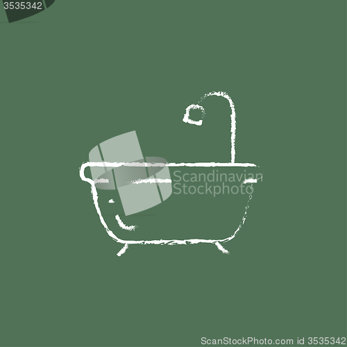 Image of Bathtub with shower icon drawn in chalk.