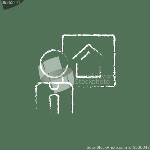 Image of Real estate agent icon drawn in chalk.