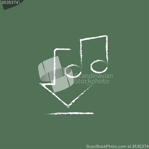 Image of Download music icon drawn in chalk.