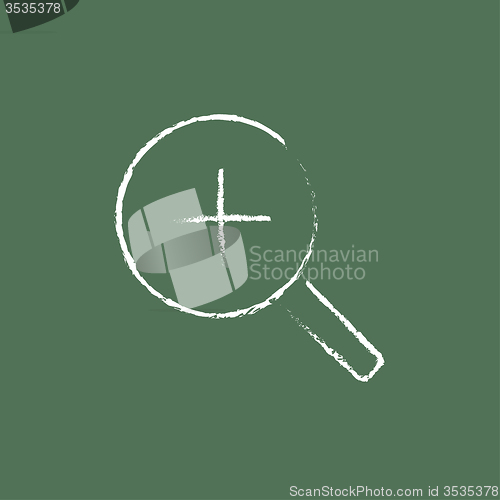 Image of Zoom in icon drawn chalk.