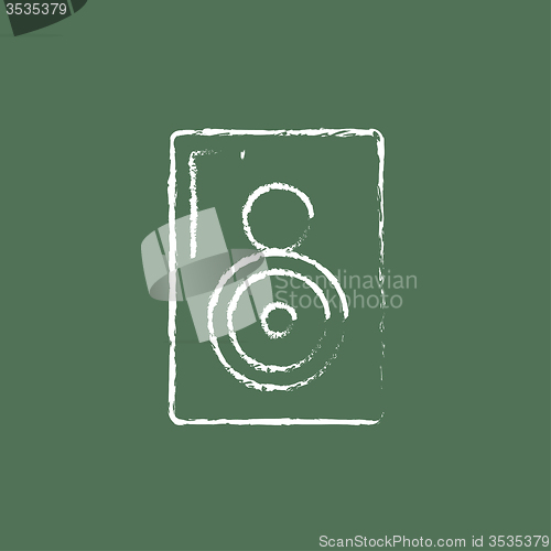 Image of MP3 player icon drawn in chalk.