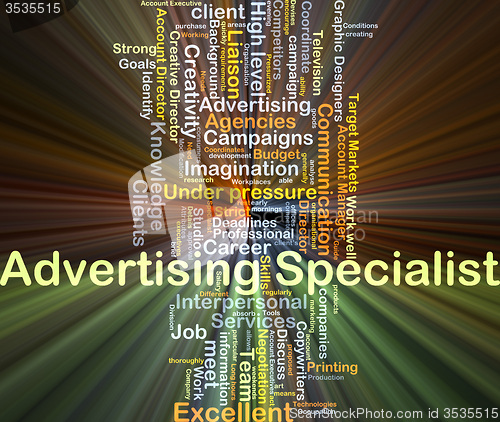 Image of Advertising specialist background concept glowing