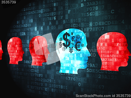 Image of Business concept: Head With Money on digital background