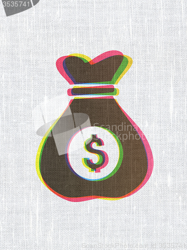 Image of Business concept: Money Bag on fabric texture background
