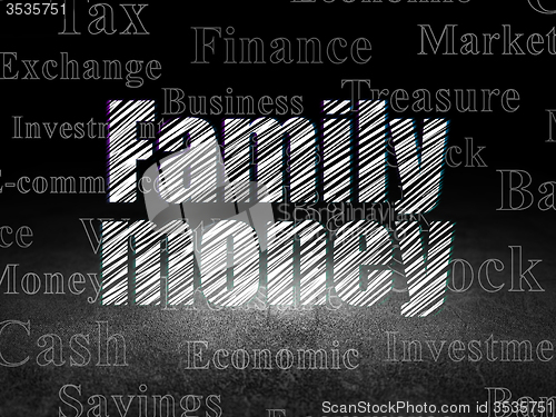 Image of Currency concept: Family Money in grunge dark room