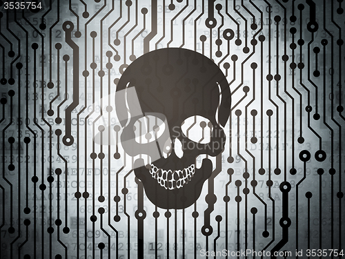 Image of Health concept: circuit board with Scull