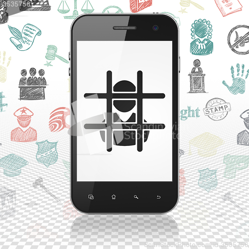 Image of Law concept: Smartphone with Criminal on display