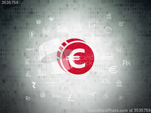 Image of Banking concept: Euro Coin on Digital Paper background