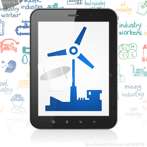 Image of Industry concept: Tablet Computer with Windmill on display