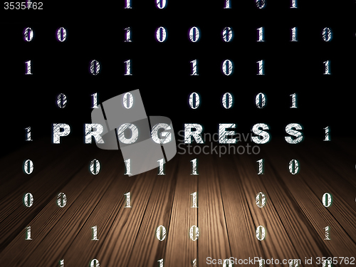 Image of Business concept: Progress in grunge dark room